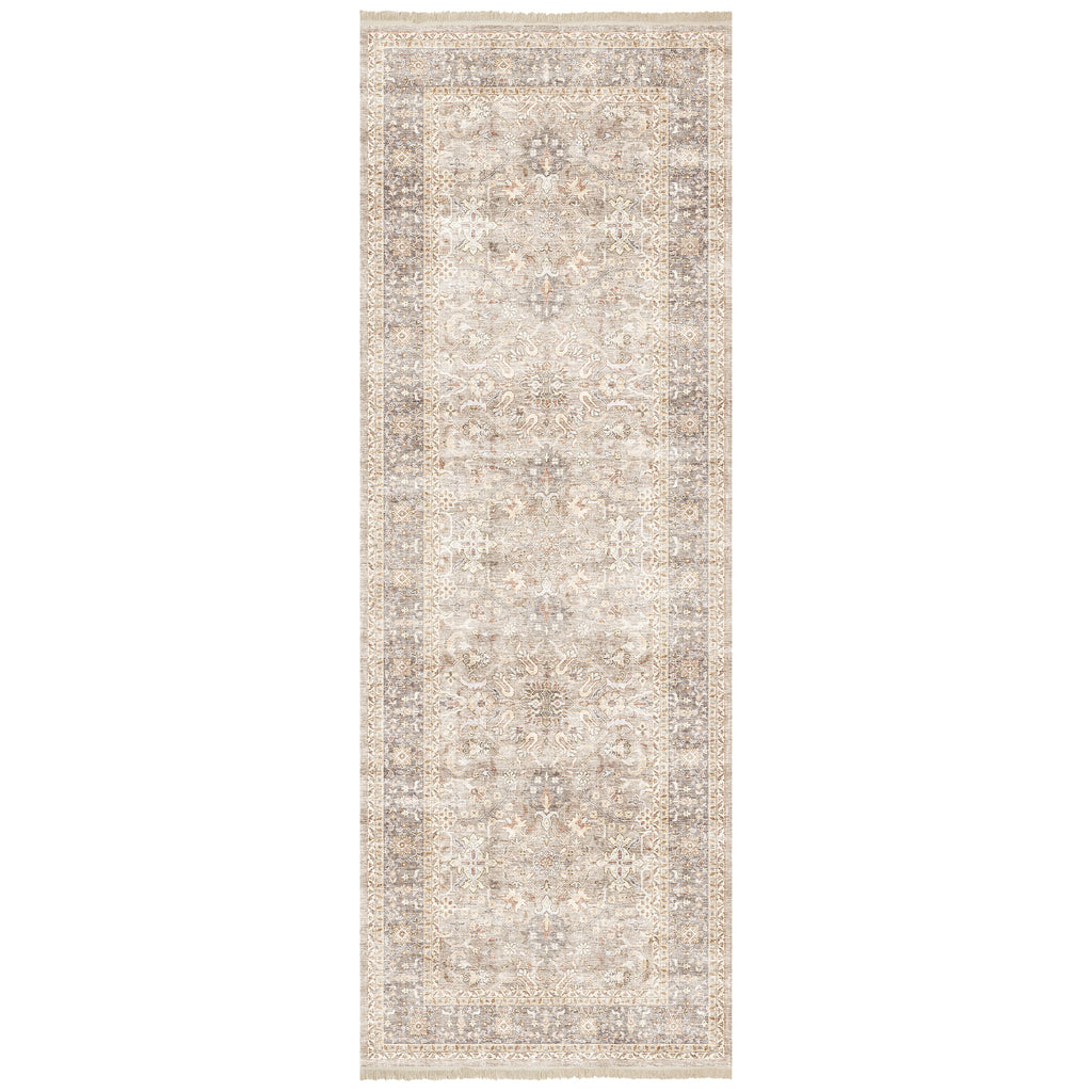 Washable Fringed Area Rug – Persian-Style Taupe Rug with Decorative Fringe - image 18