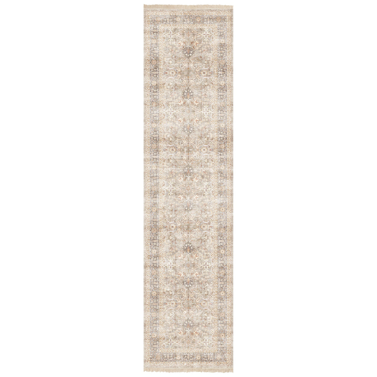 Washable Fringed Area Rug – Persian-Style Taupe Rug with Decorative Fringe - image 19