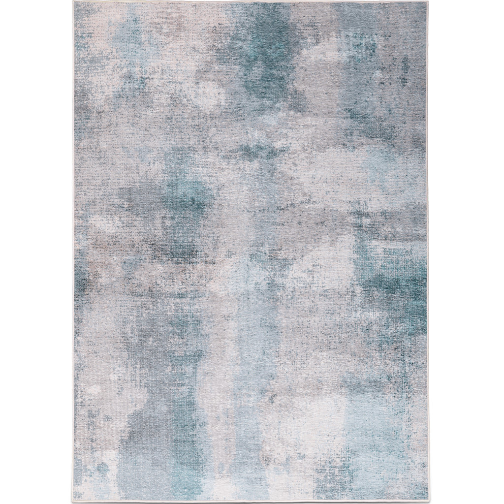Washable Area Rug – Watercolour Abstract in Sand & Sea Tones - image 1