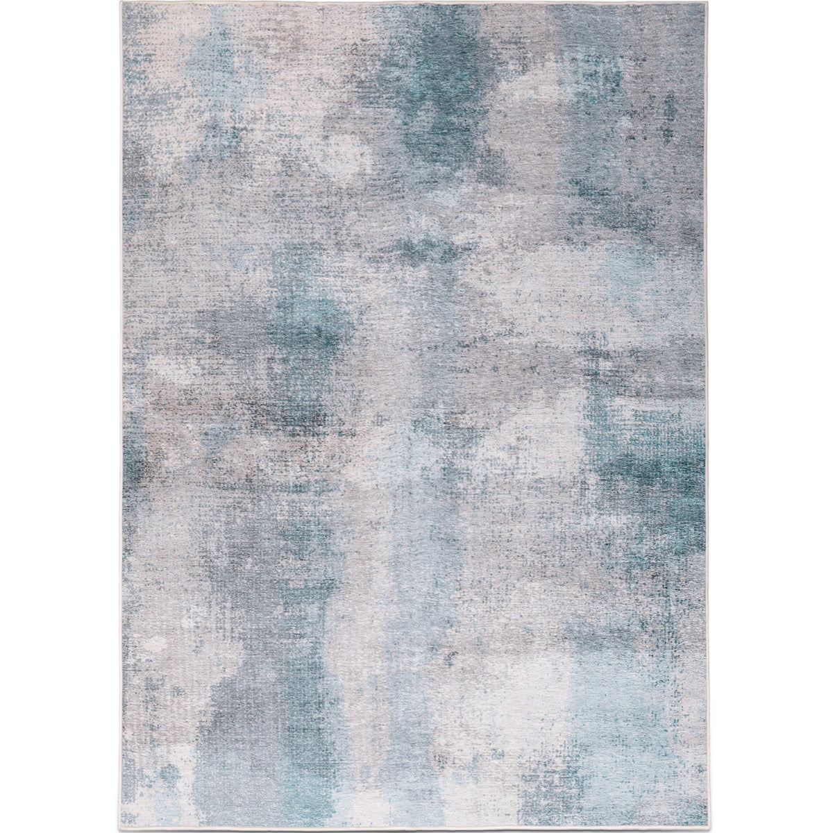 Washable Area Rug – Watercolour Abstract in Sand & Sea Tones - image 1