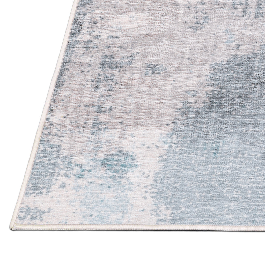 Washable Area Rug – Watercolour Abstract in Sand & Sea Tones - image 4