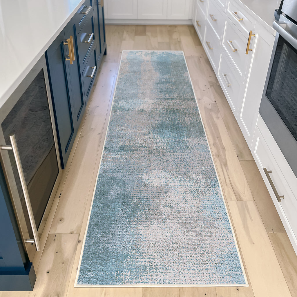 Washable Area Rug – Watercolour Abstract in Sand & Sea Tones - image 7