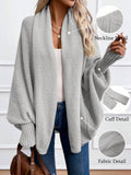 Waffle Knit Shawl Collar Batwing Cardigan