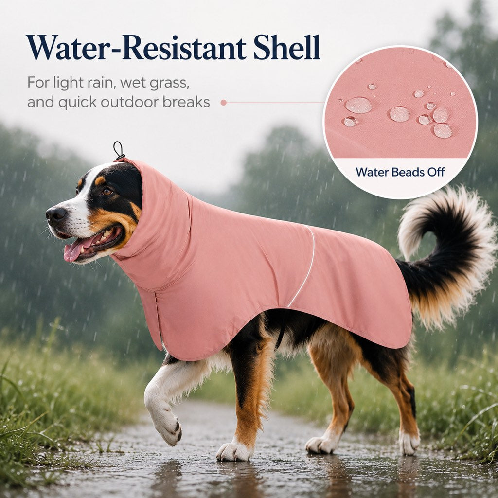 Hooded Dog Sun & Rain Cape for Summer Walks - Lightweight Neck-to-Back Coverage for Drizzle, Wind & Sunny Outdoor Days