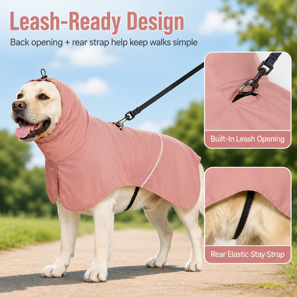 Hooded Dog Sun & Rain Cape for Summer Walks - Lightweight Neck-to-Back Coverage for Drizzle, Wind & Sunny Outdoor Days