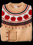 Women's Fair Isle Autumn Jumper, Pumpkin & Leaf Knit, Crew Neck