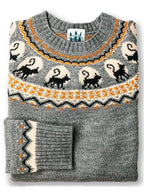 Women's Fair Isle Autumn Jumper, Pumpkin & Leaf Knit, Crew Neck