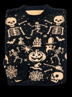 Women's Fair Isle Autumn Jumper, Pumpkin & Leaf Knit, Crew Neck