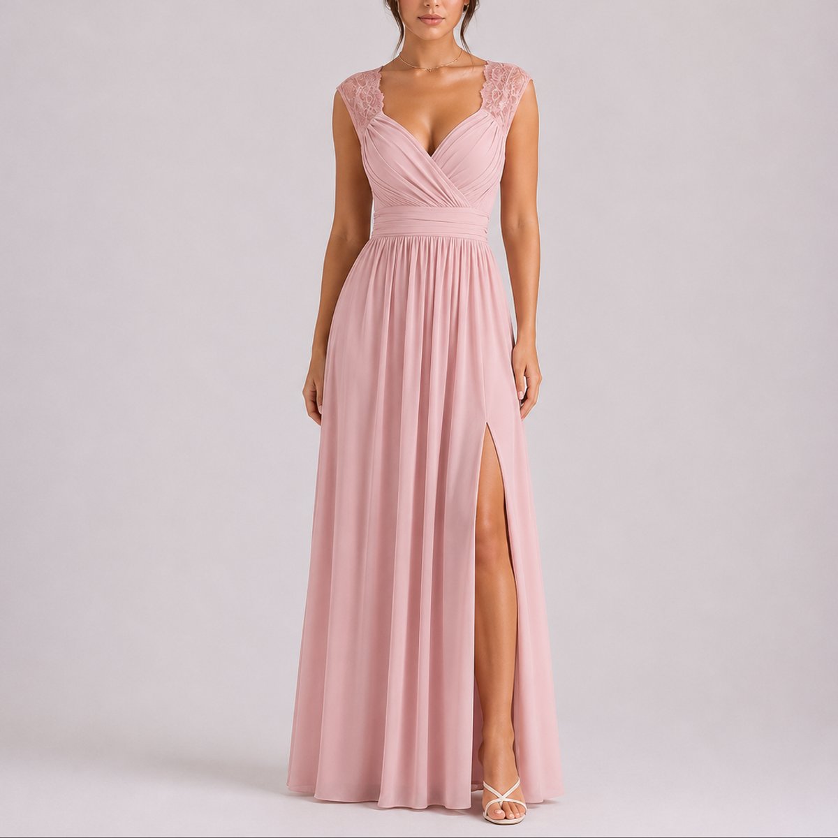 Isadora Lace Shoulder Chiffon Maxi Dress - image 2
