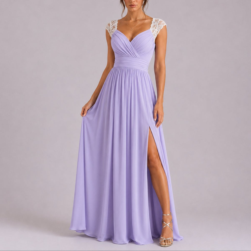 Isadora Lace Shoulder Chiffon Maxi Dress - image 3