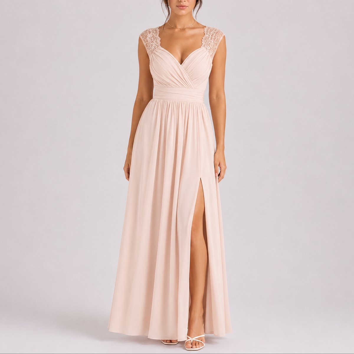 Isadora Lace Shoulder Chiffon Maxi Dress - image 4