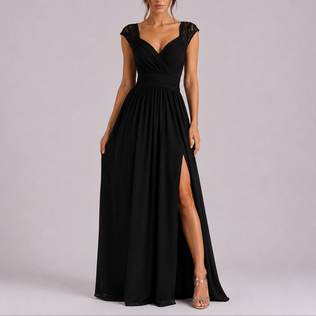 Isadora Lace Shoulder Chiffon Maxi Dress - image 6